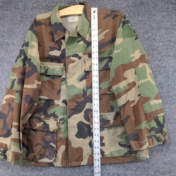 US Military Woodland Camo Shirt Green Brown Size L Button Up - Picture 4 of 10